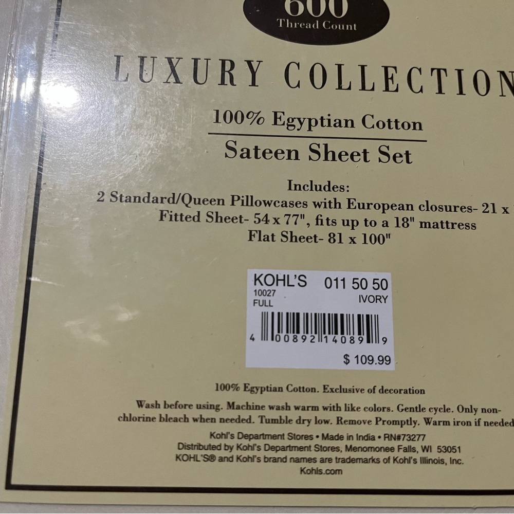 100% Egyptian sheets